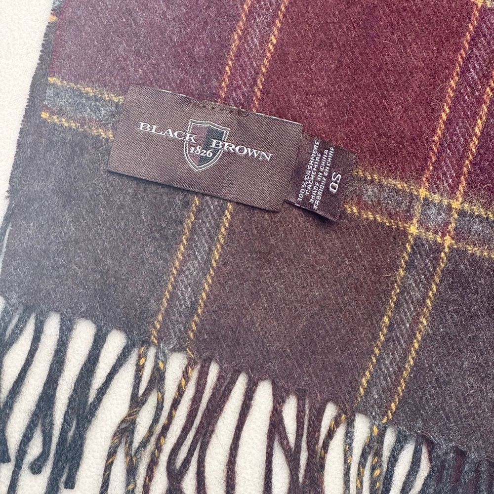 Black Brown 1826 Cashmere Scarf - Picture 2 of 3